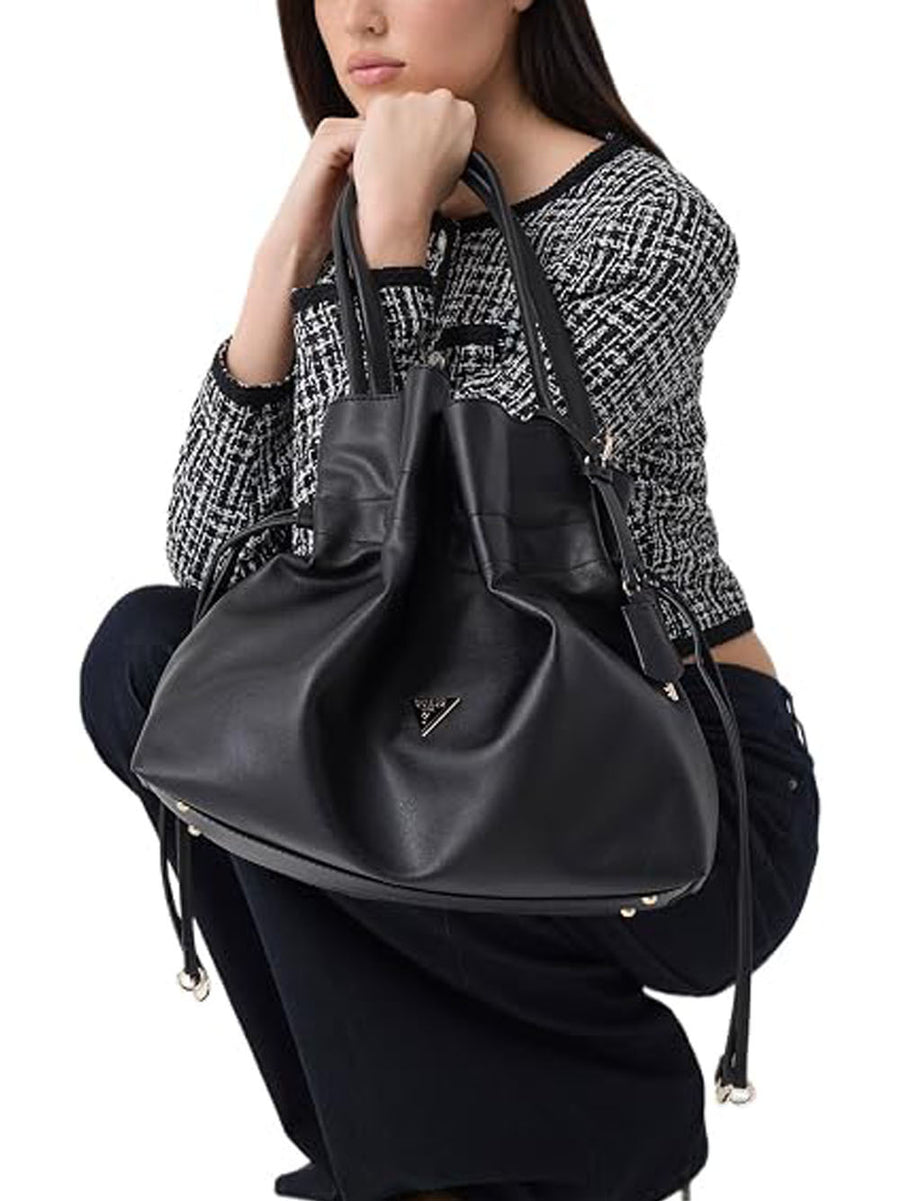 Karima Drawstring Tote - Black — 2