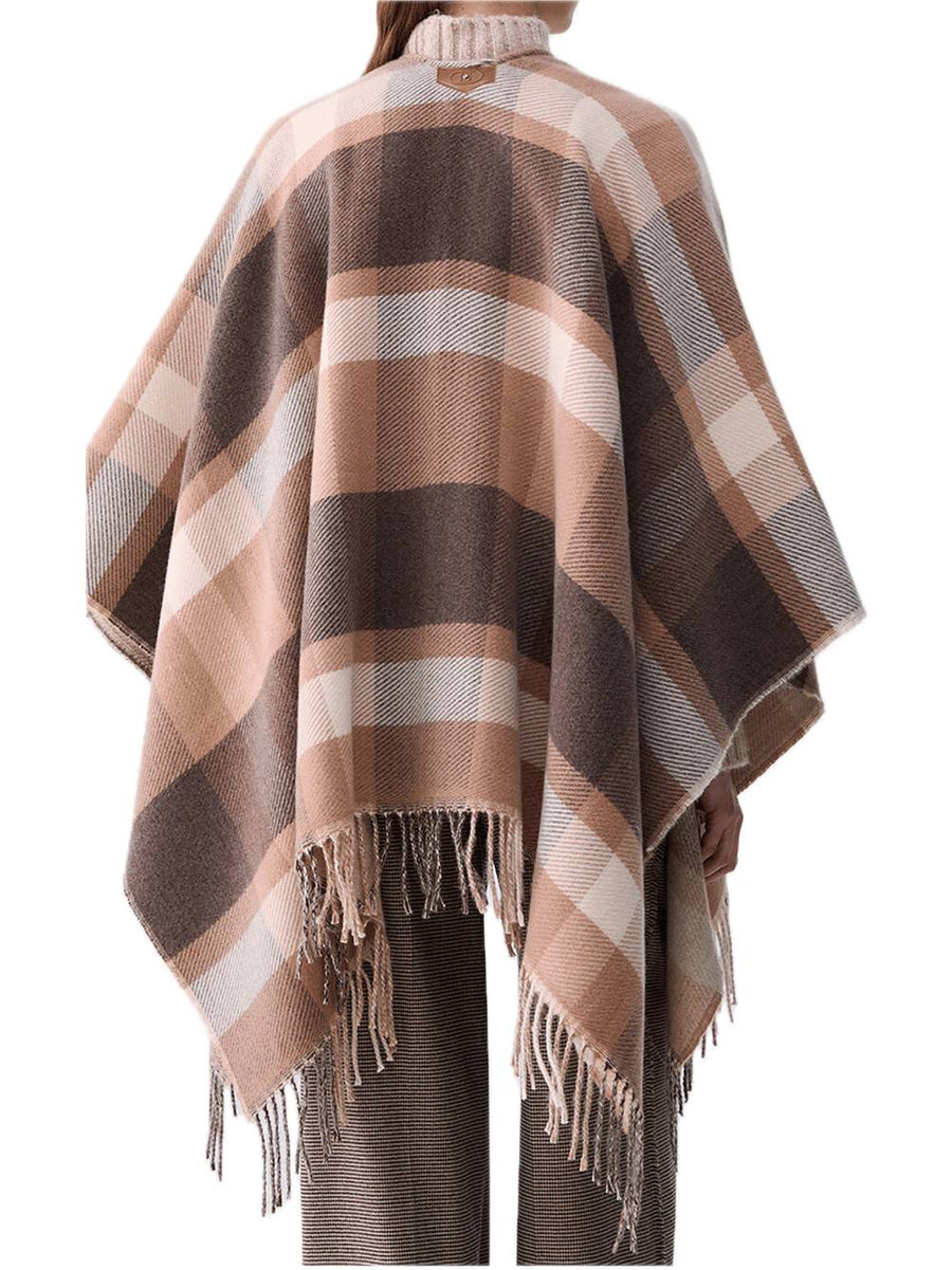 Poncho Check - Naturale — 2
