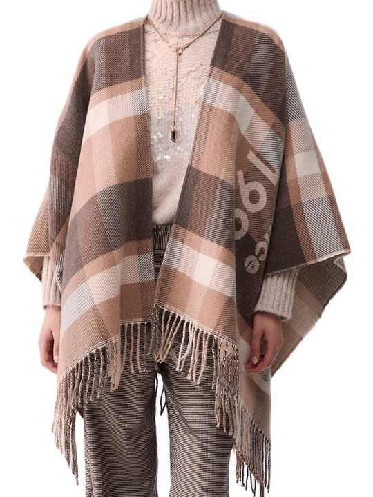 Poncho Check - Naturale