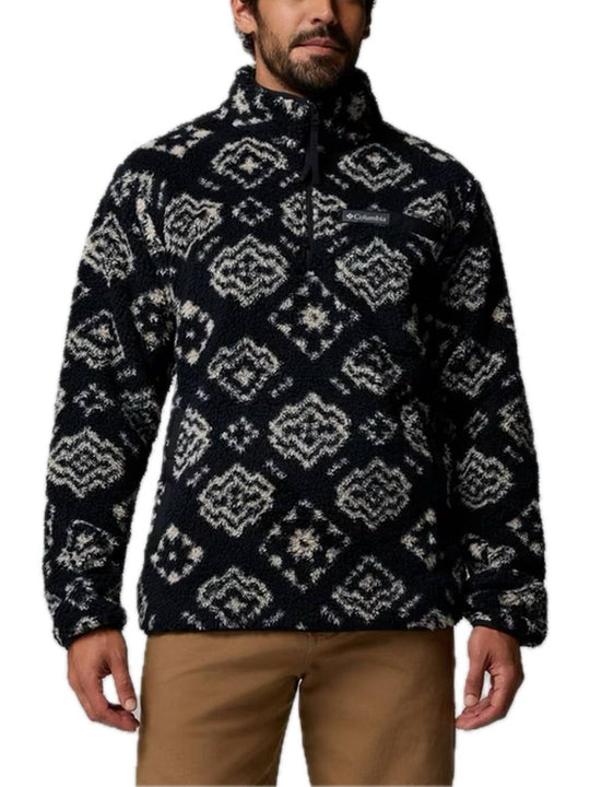 Rugged Ridge High Pile Half Zip - Black Checked Out/Black