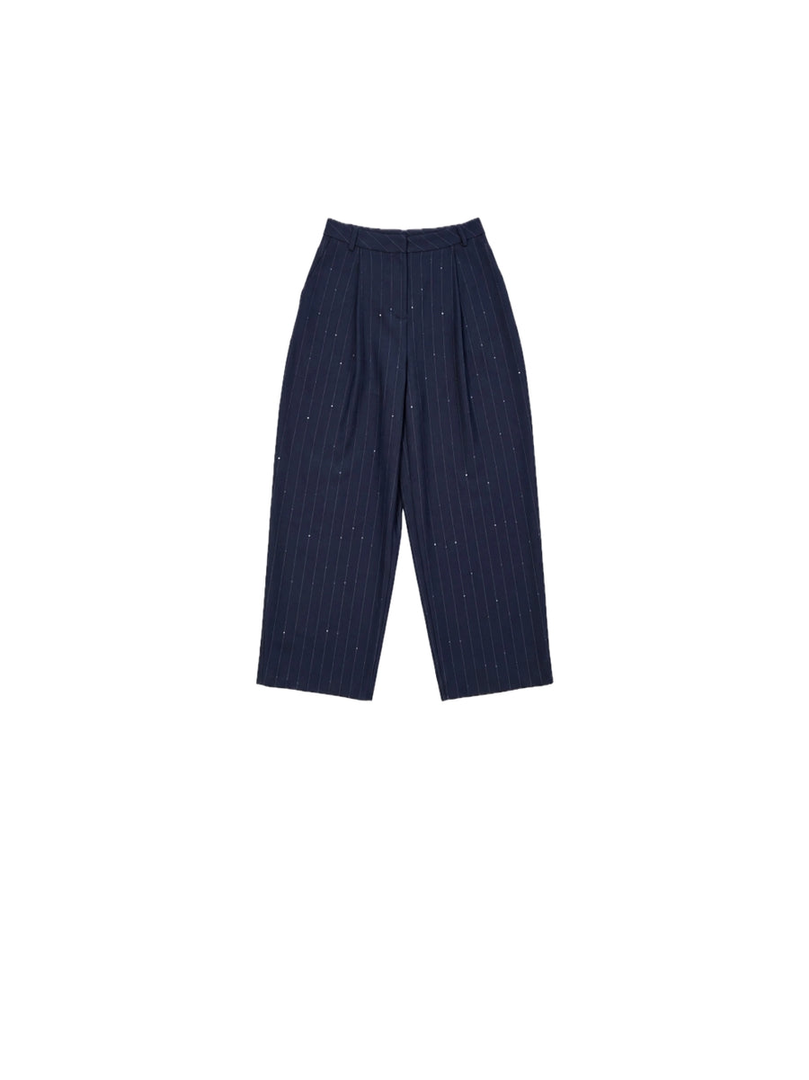 Pantalone Balloon Gessato - Blu — 2
