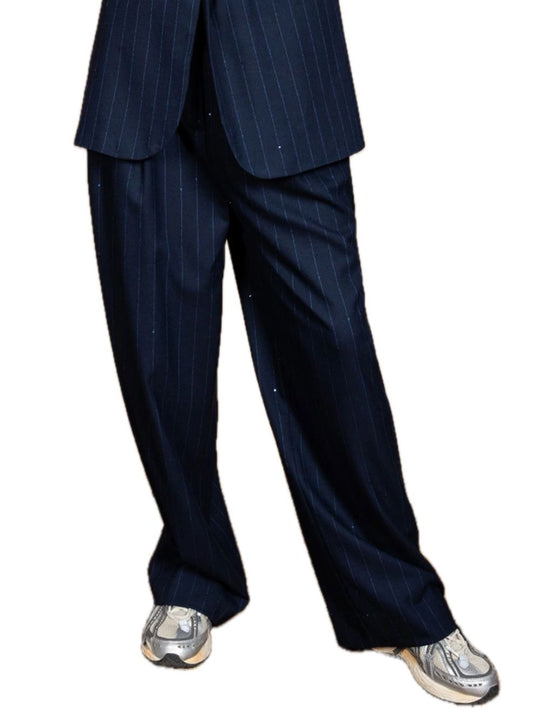 Pantalone Balloon Gessato - Blu
