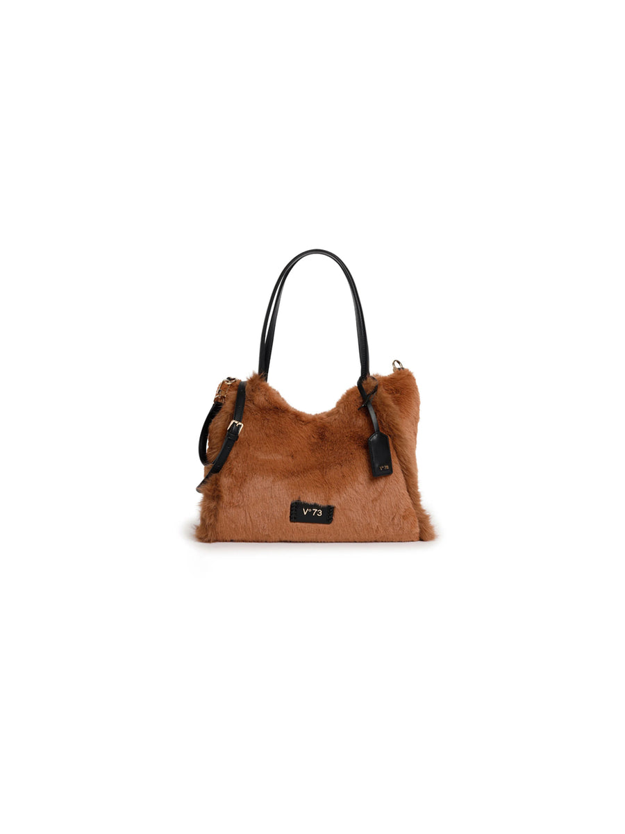Borsa Sintetica Pelo Smeraldo - Cannella Nero