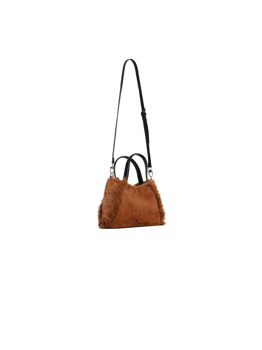 Borsa Sintetica Pelo Smeraldo - Cannella Nero — 2
