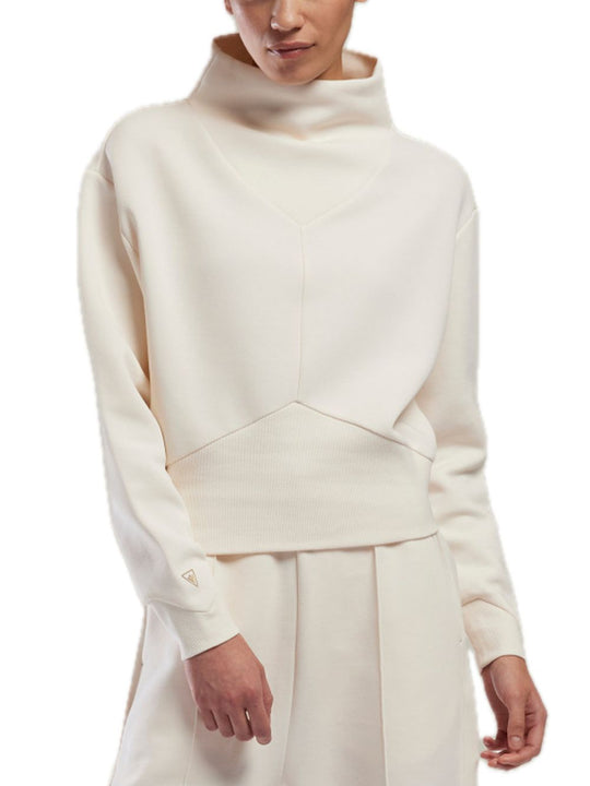 One FCG Nina Fleece Crewneck Sweat Wax - White
