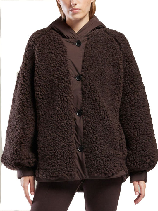 One FCG Rosie Teddy Kimono Hoody - Cacao