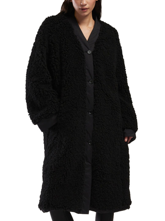 One FCG Sophia Teddy Kimono Coat - Black