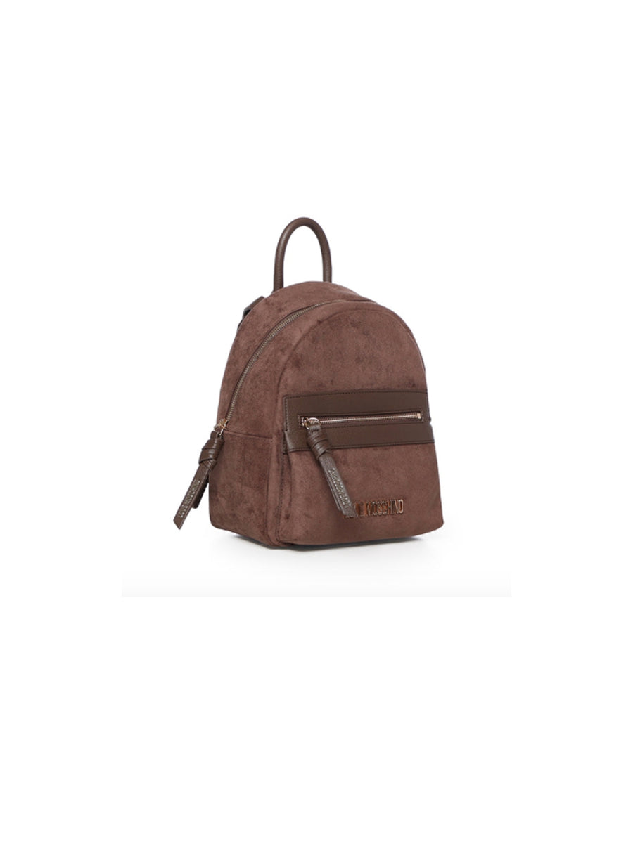 Velour PL + PU Backpack - Brown — 2