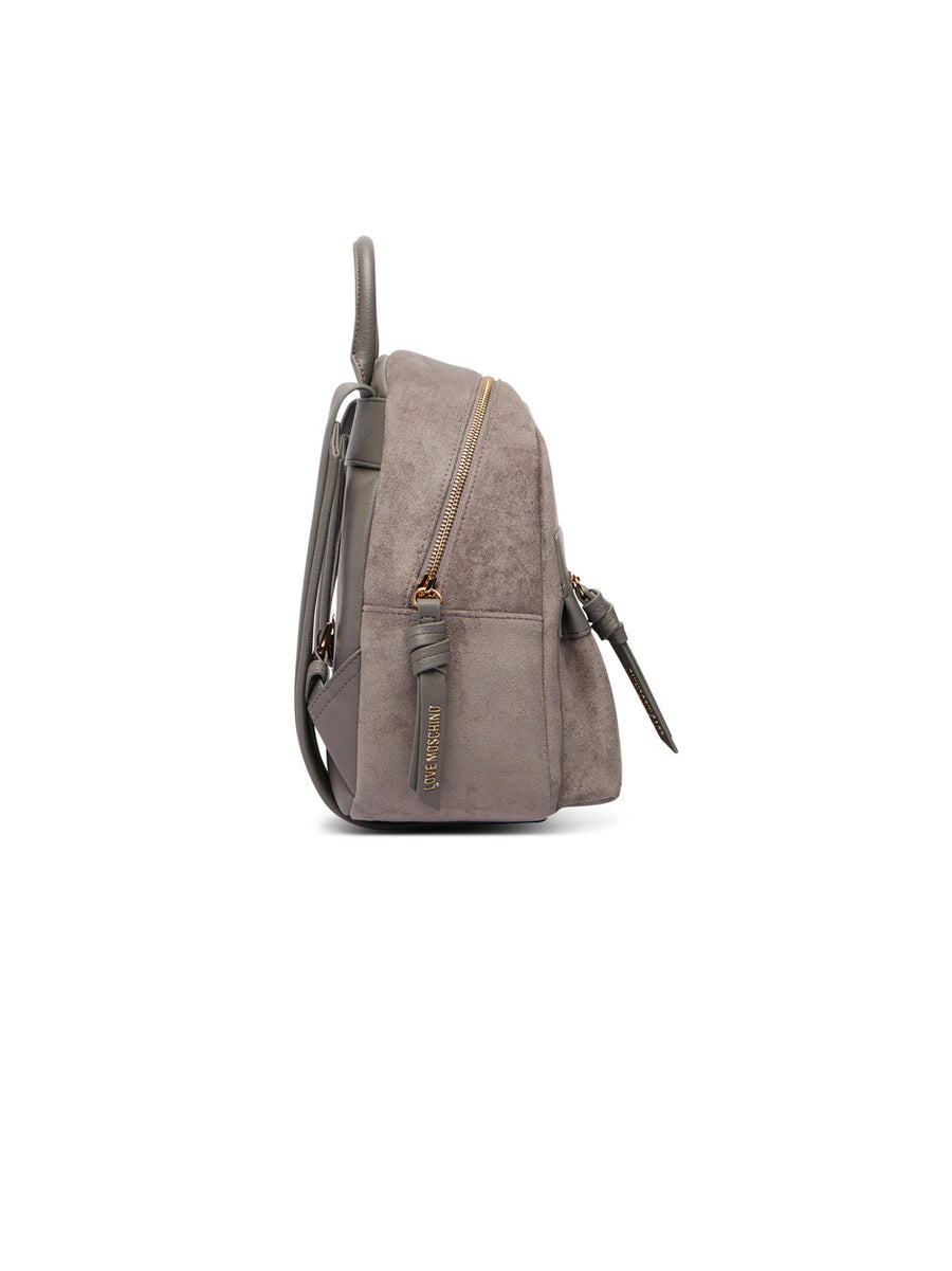 Velour PL + PU Backpack - Grey — 2