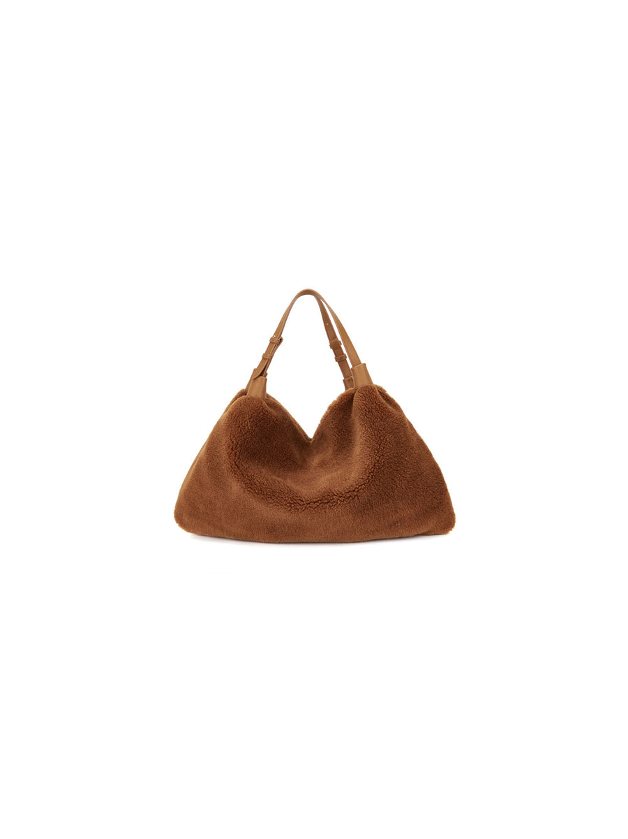 Teddy Small Soft Shopper Eco Fur - Cuoio — 2