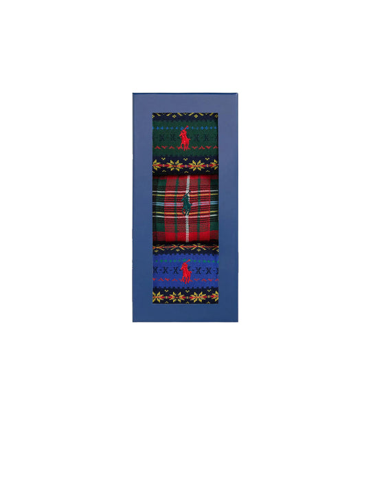 3Pair Combo Cotton Fair Isles & Plaid Gift Box