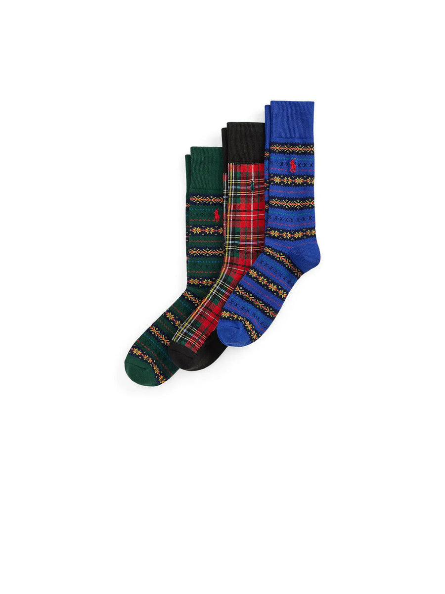3Pair Combo Cotton Fair Isles & Plaid Gift Box — 2
