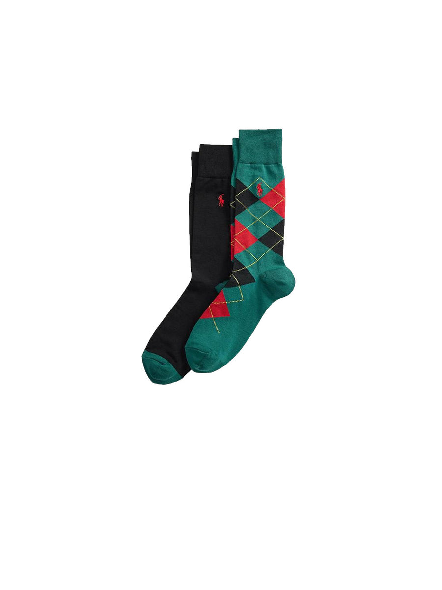 2Pk Combed Cotton Argyles - Green