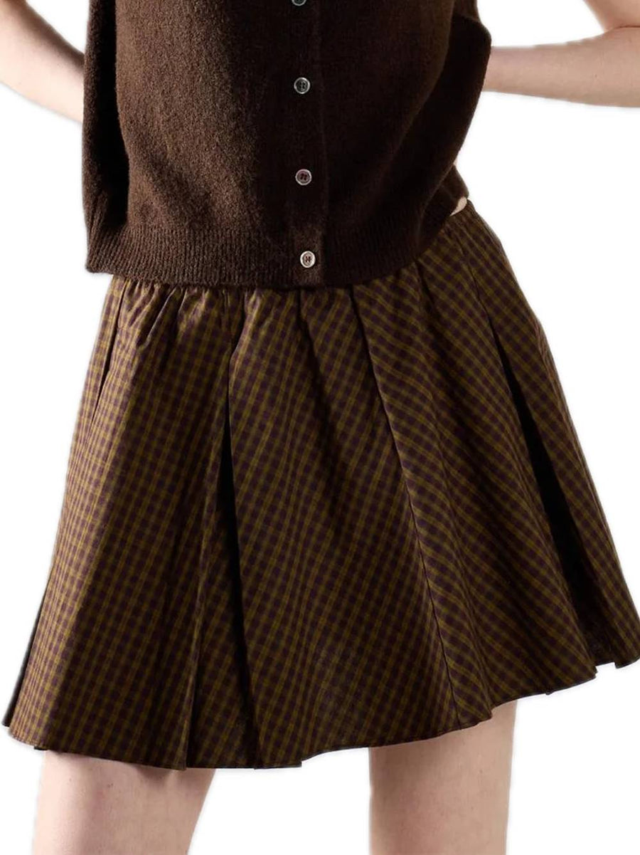 Ladies Skirt - Khaki Brown Check