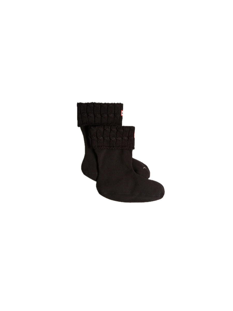 6 Stitch Cable Short Boot Sock - Black