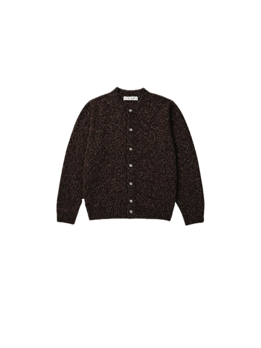 Cardigan In Maglia Con Filato Miscelato - Brown