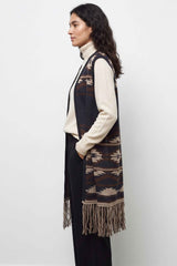 Long Vest W LVK Rancho - Navy/Espresso/Almond