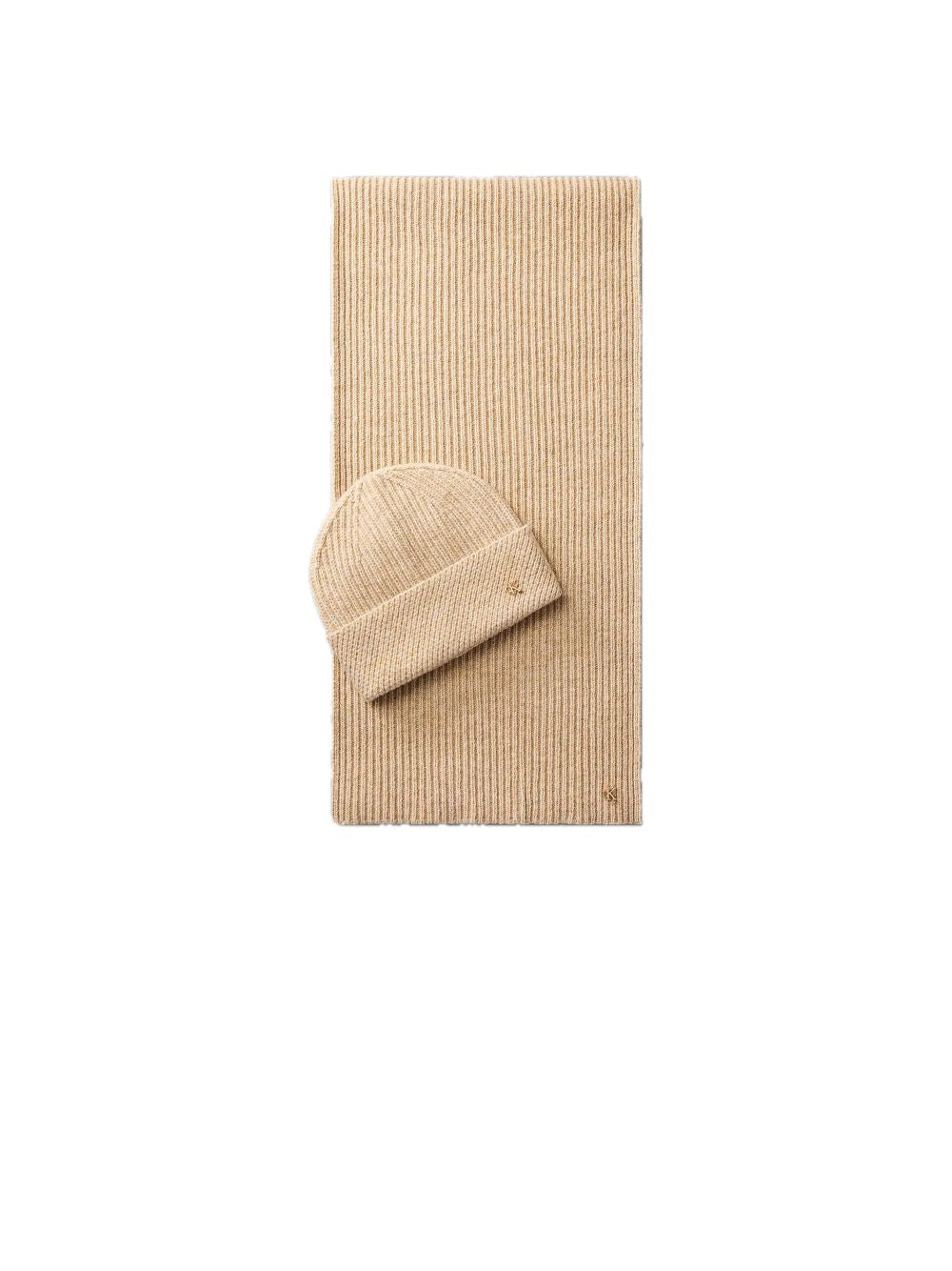 CK Metal Beanie + Scarf Gift Set - Beige Heather — 2