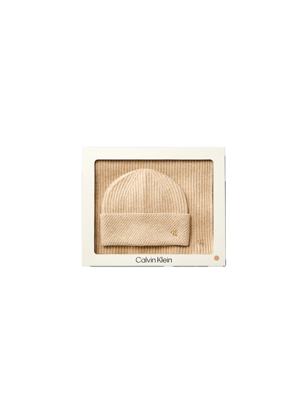 CK Metal Beanie + Scarf Gift Set - Beige Heather — 1
