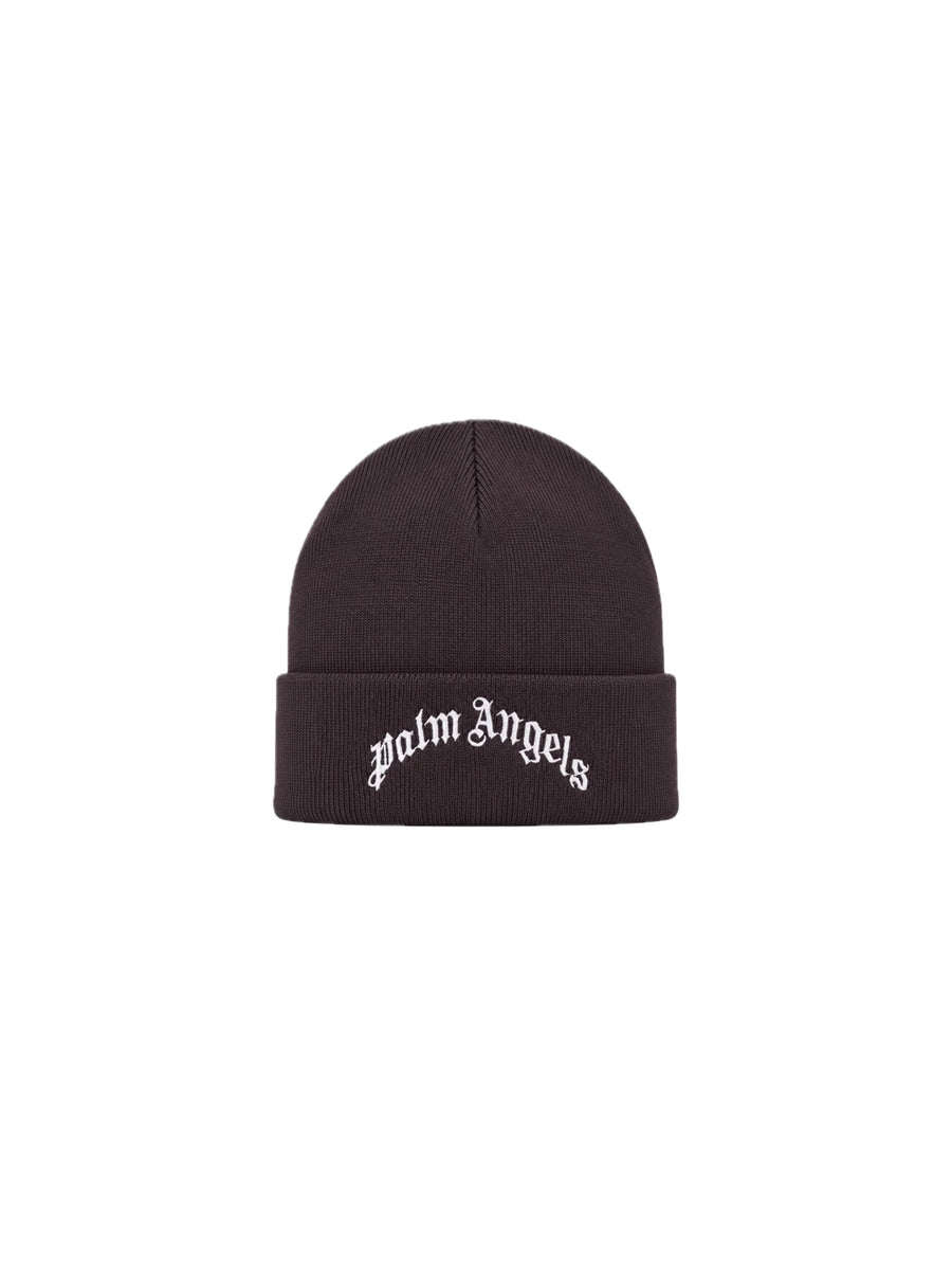Curved Logo Beanie - Brown Off White