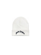 Curved Logo Beanie - Off White Black