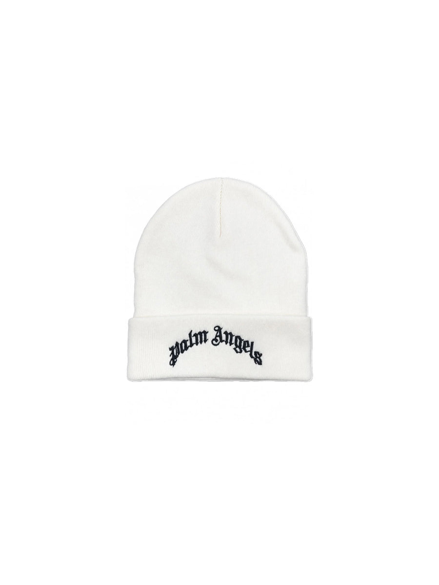 Curved Logo Beanie - Off White Black