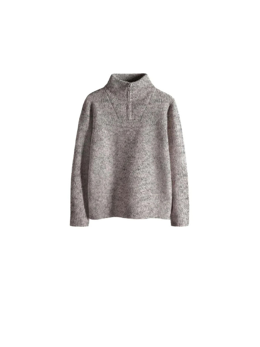 3/4 Zip Knit Essential - Almond