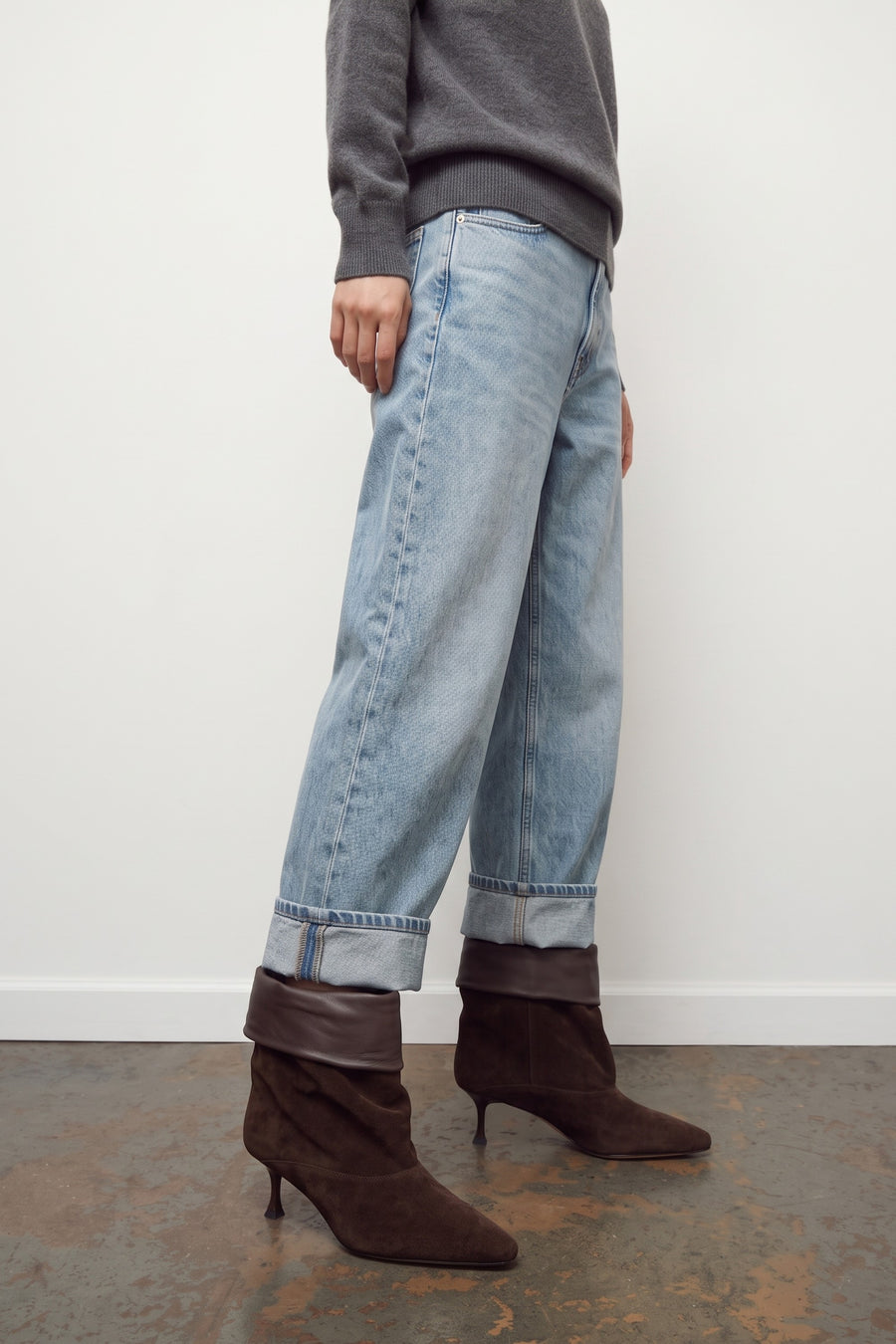 Suede Ankle Boots - Dark Brown