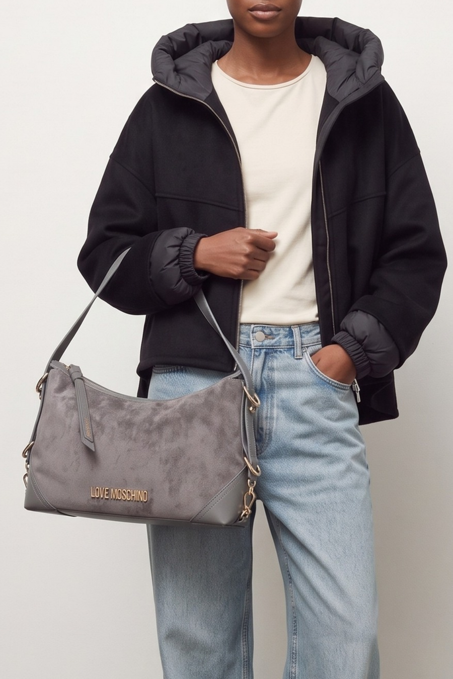 Velour Bag PL + PU - Gray