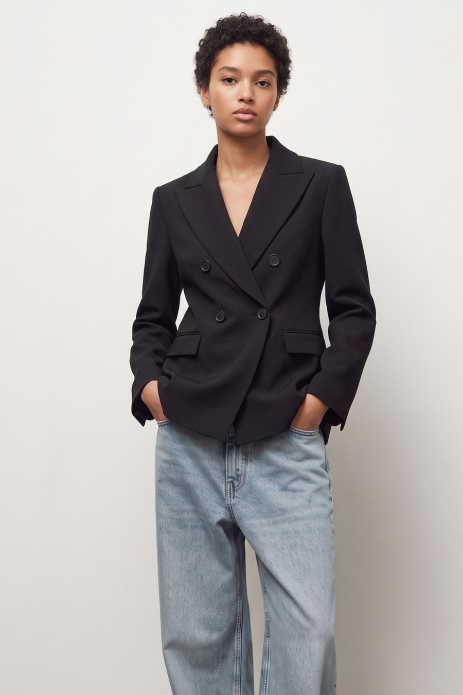Double-Breasted Jacket - Black