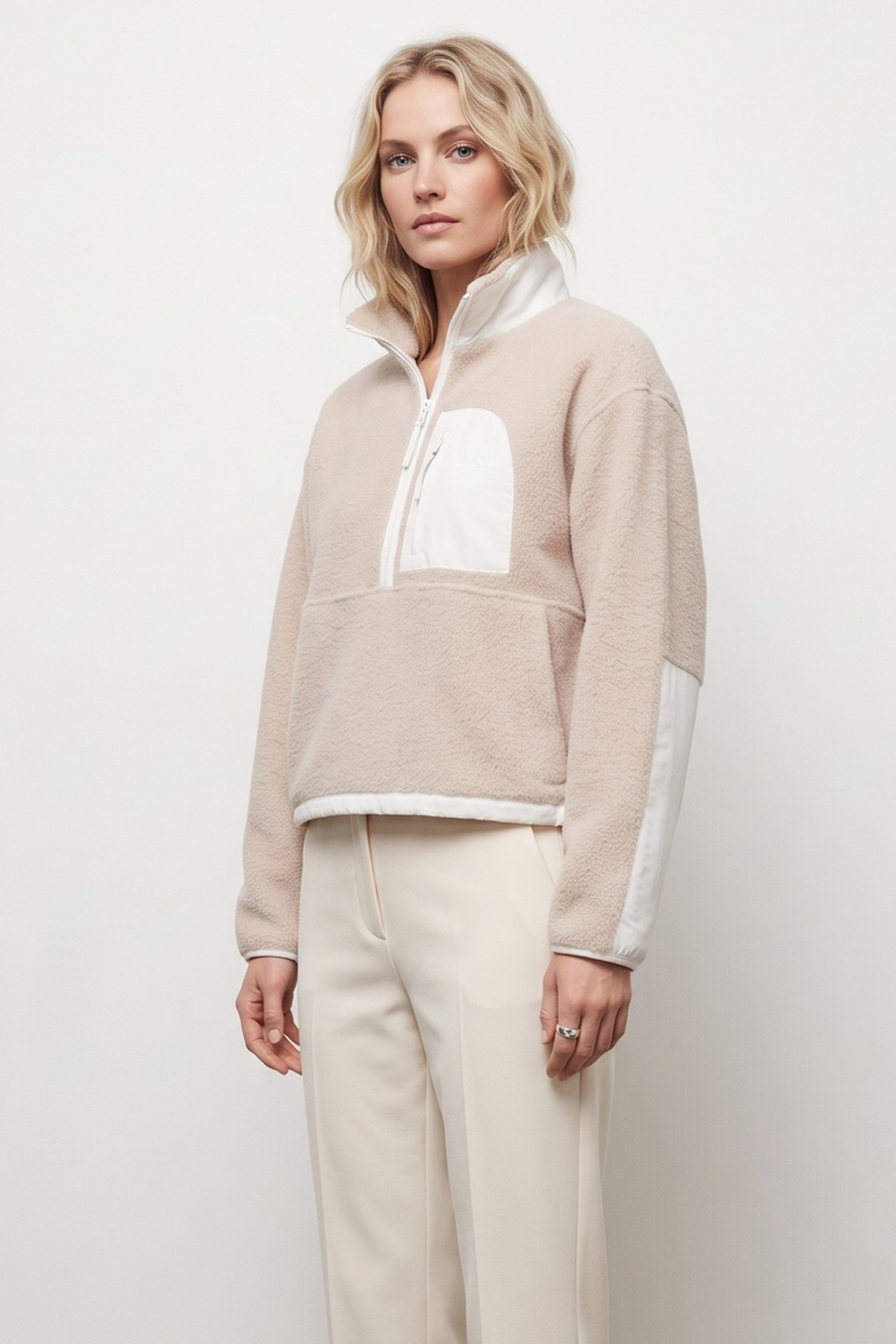 W Yum Offpk 1/2 Zip Jkt - Timeless Taupe