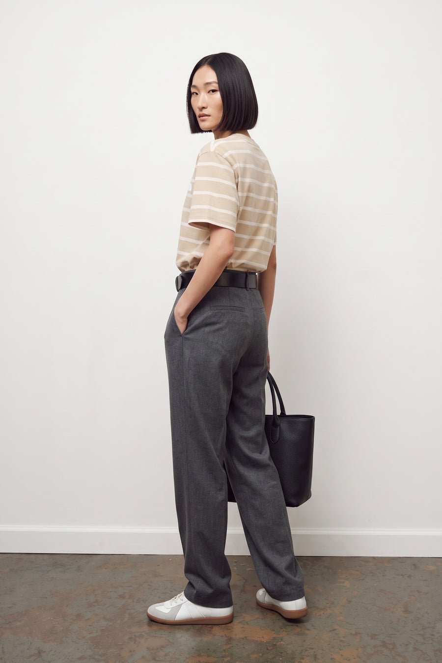 W Vista Stripe Ss Tee - Timeless Taupe