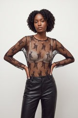 Lace Crew Neck - Black