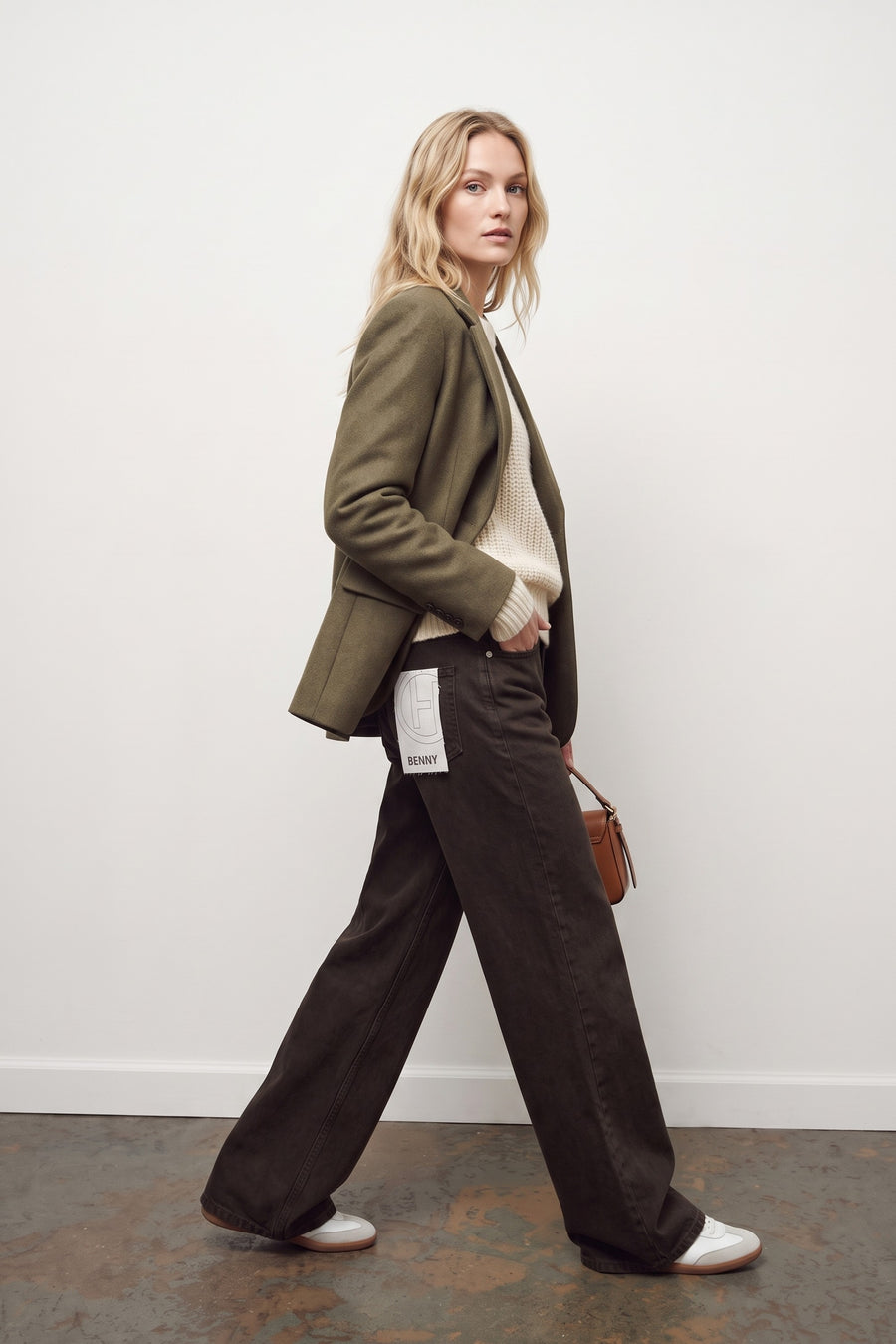 Benny Bull Straight Leg Pants with Open Seams - Dark Brown