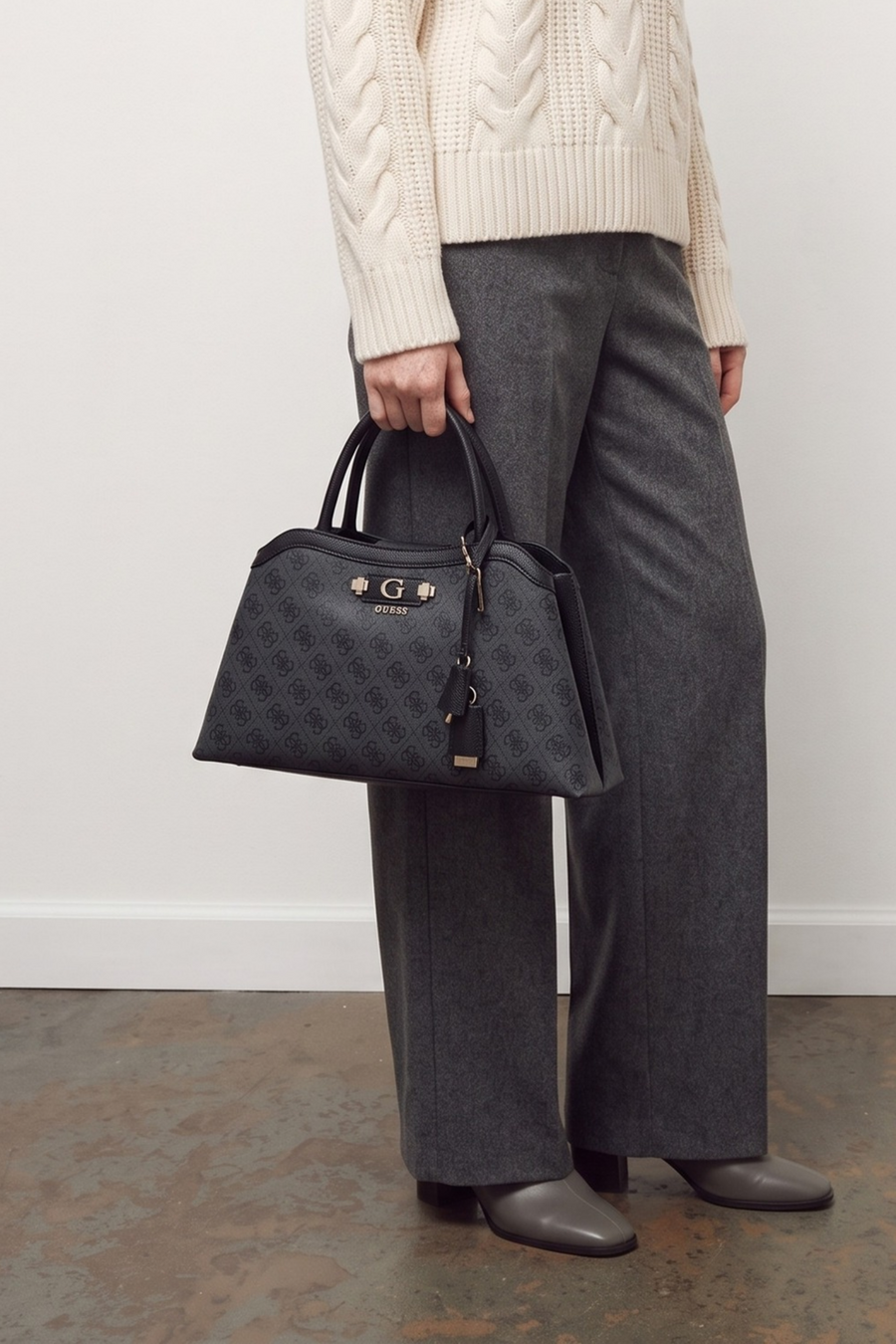 Lindsey Girlfriend Satchel - Coal Logo