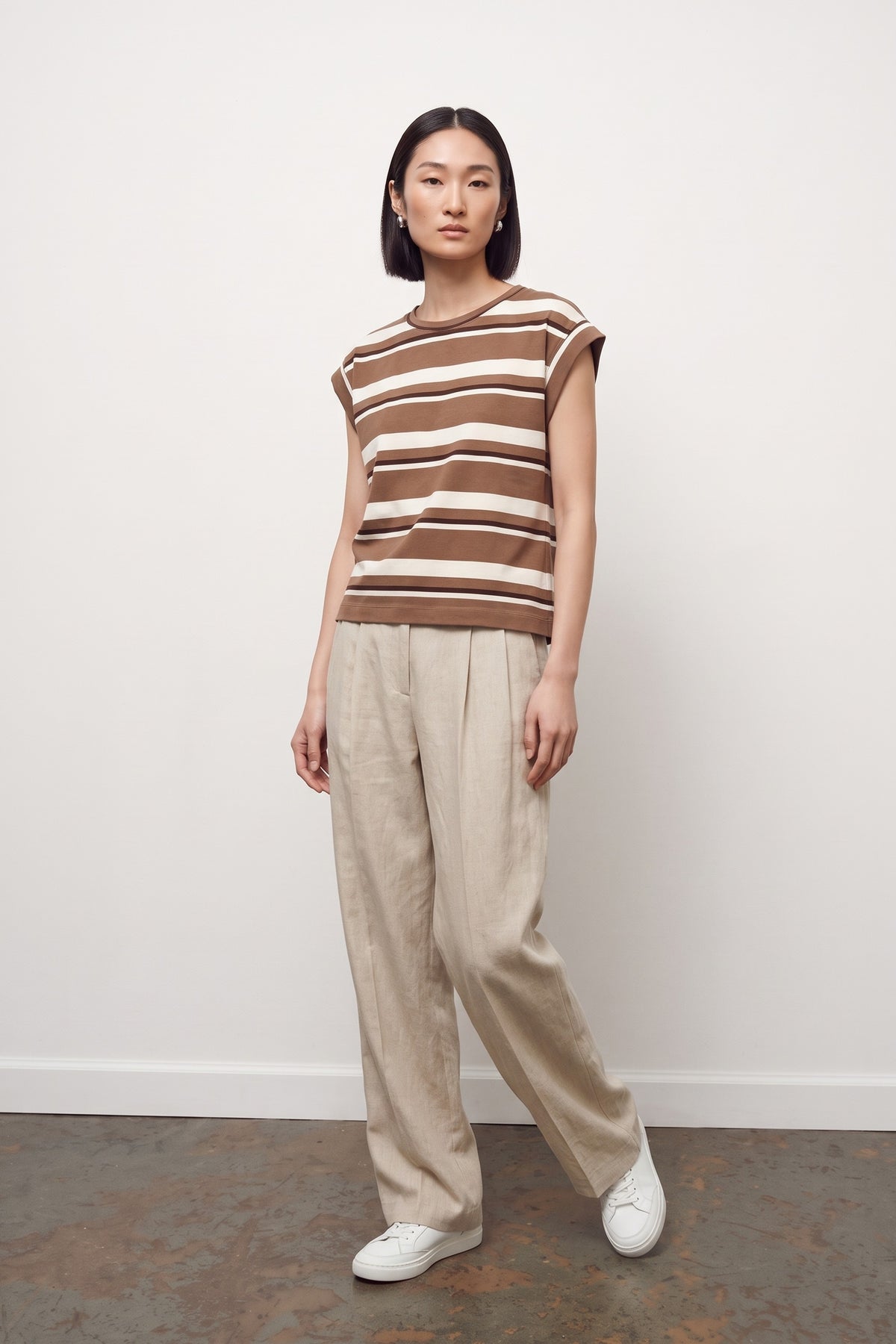 Striped T-shirt - Butter Biscuit — 1