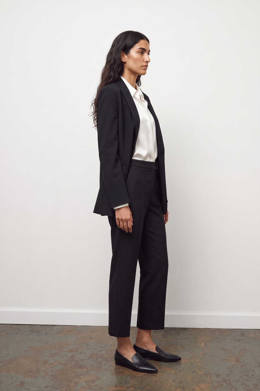 Flannel Pants With Elastic Waist - Black