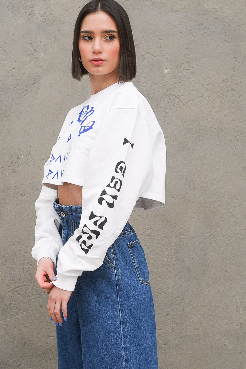 Gigi Crop T-Shirt - White Icarus — 2