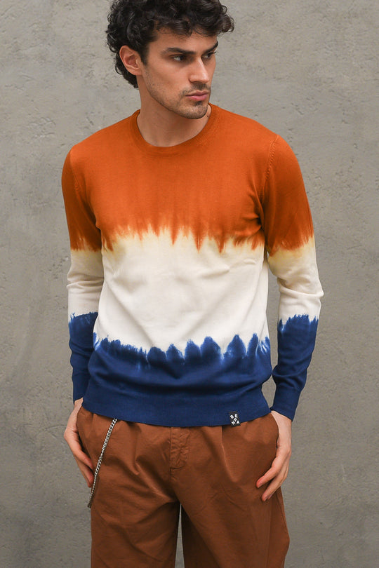 Girocollo Sfumato 3 colori - Blu/Panna/Ruggine