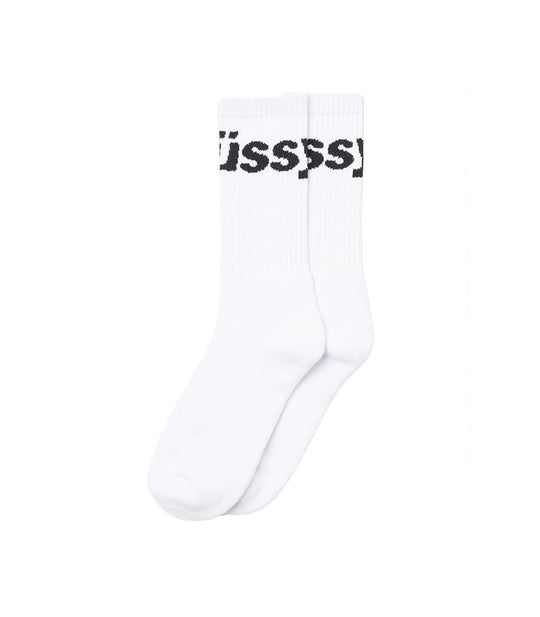 Jacquard Logo Socks - White
