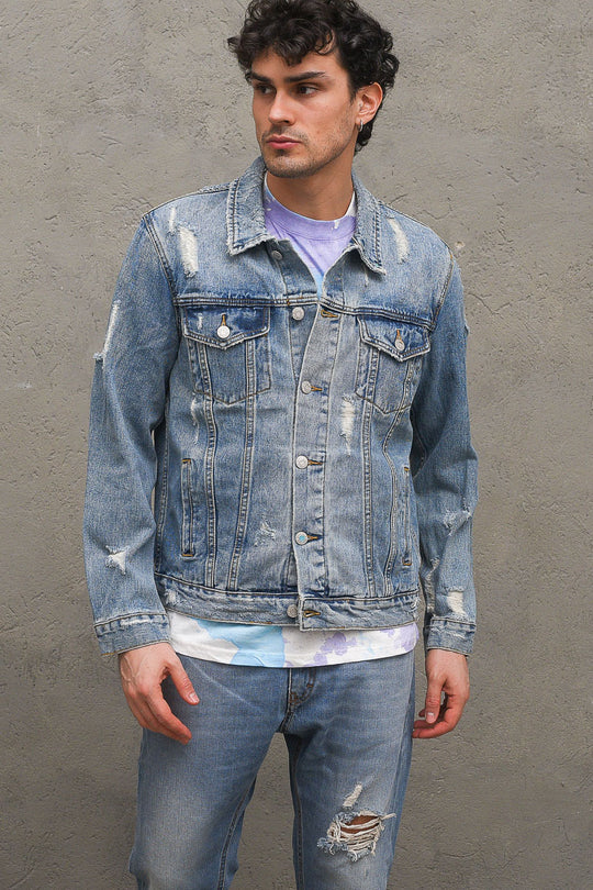 Giacca Jeans Destroyed - Colore Unico