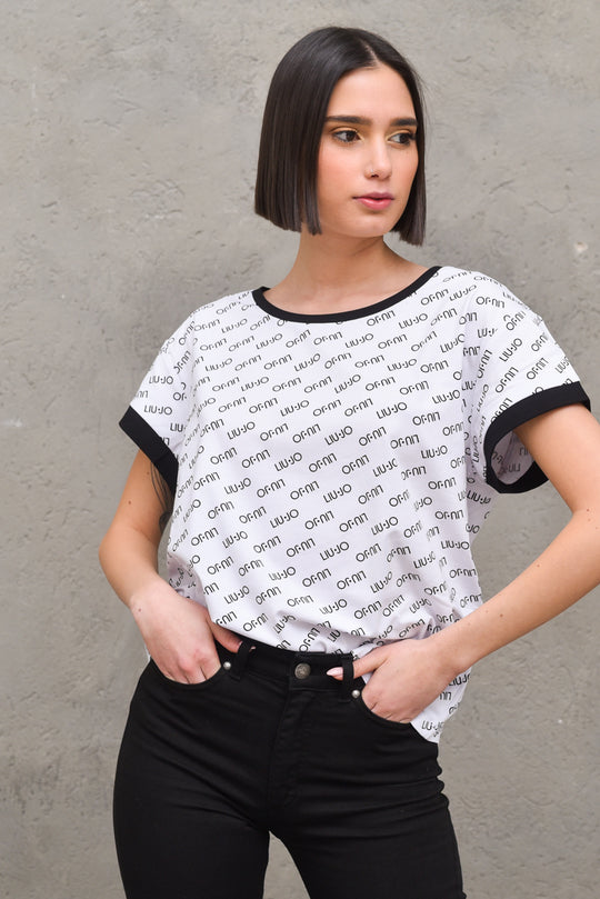 T-shirt Over St. Liu jo - Bianco Nero