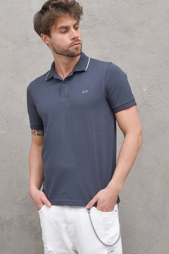 Polo Small Stripes On Collar El - Inchiostro