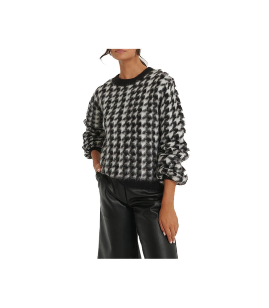 Houndstooth Sweater - Black White