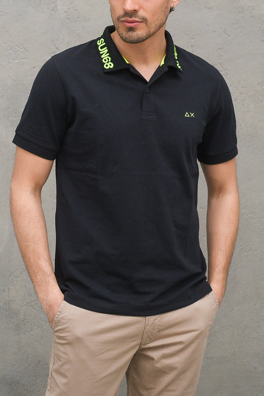 Polo Intarsia Collar El - Nero