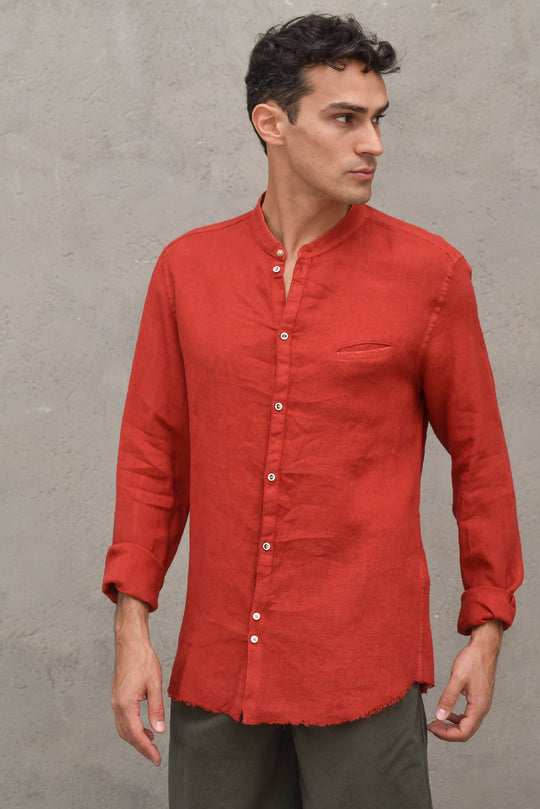 Camicia Lino - Rosso India