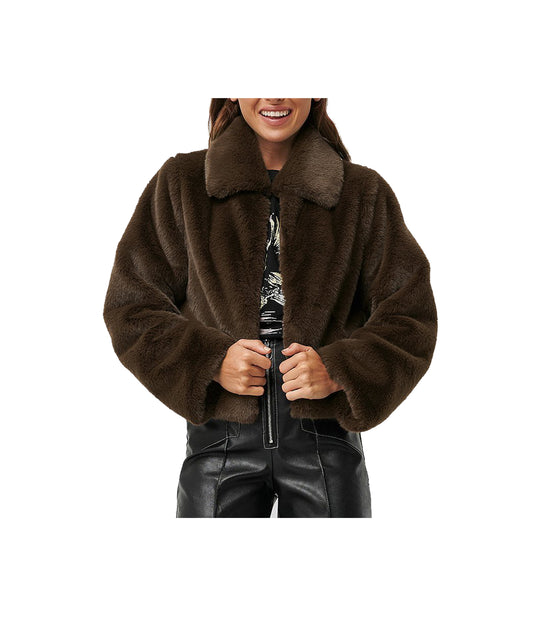 Faux Fur Jacket - Dark Brown