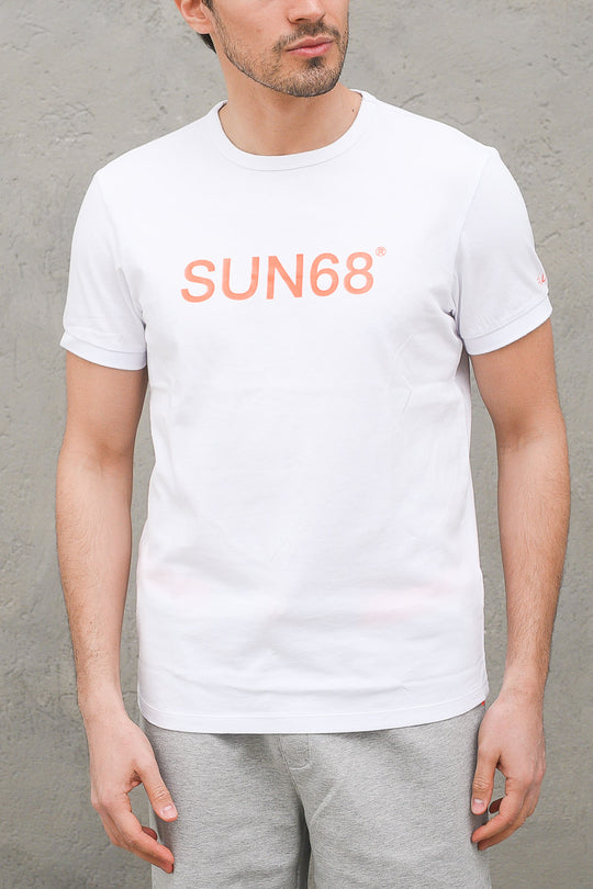 T-shirt Round Fluo Print - Bianco