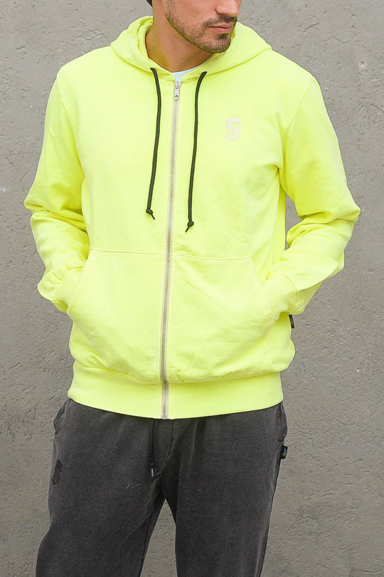 Zip Hooded Sweatshirt - Soft Neon