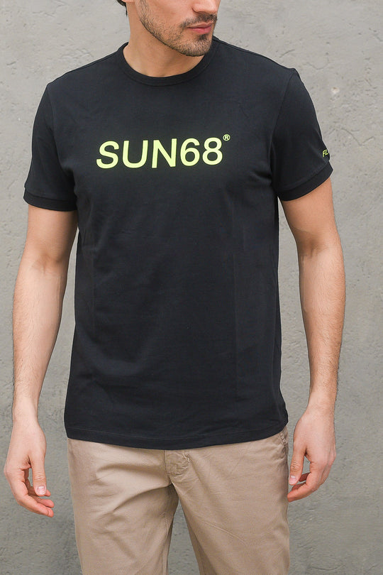T-shirt Round Fluo Print - Nero